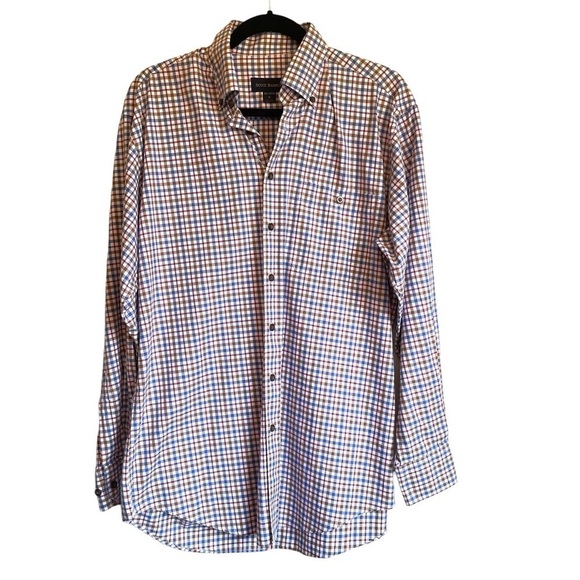 Scott Barber Striped Checked Button Down Shirt Size Medium - Picture 1 of 6